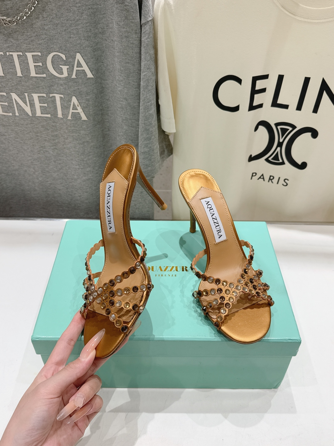 高版本出厂 拖鞋「ᴀqᴜᴀᴢᴢᴜʀᴀ」AQUAZZURA/菠萝F072 2026ss夏季新款水钻高跟拖鞋
