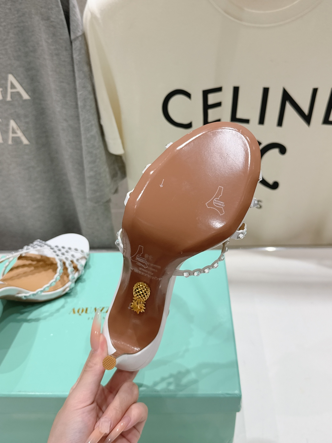 高版本出厂 拖鞋「ᴀqᴜᴀᴢᴢᴜʀᴀ」AQUAZZURA/菠萝F072 2026ss夏季新款水钻高跟拖鞋