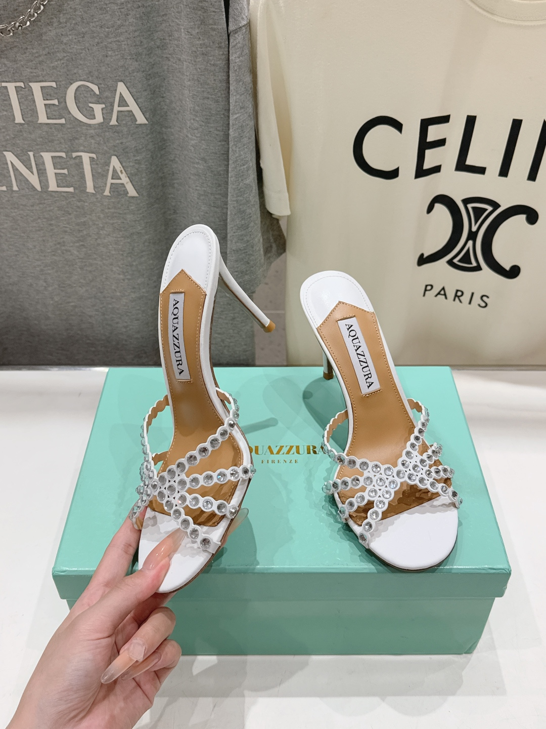 高版本出厂 拖鞋「ᴀqᴜᴀᴢᴢᴜʀᴀ」AQUAZZURA/菠萝F072 2026ss夏季新款水钻高跟拖鞋