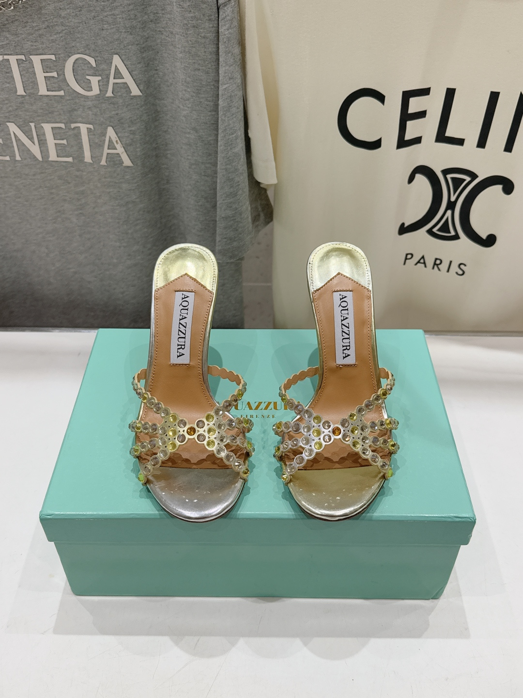 高版本出厂 拖鞋「ᴀqᴜᴀᴢᴢᴜʀᴀ」AQUAZZURA/菠萝F072 2026ss夏季新款水钻高跟拖鞋