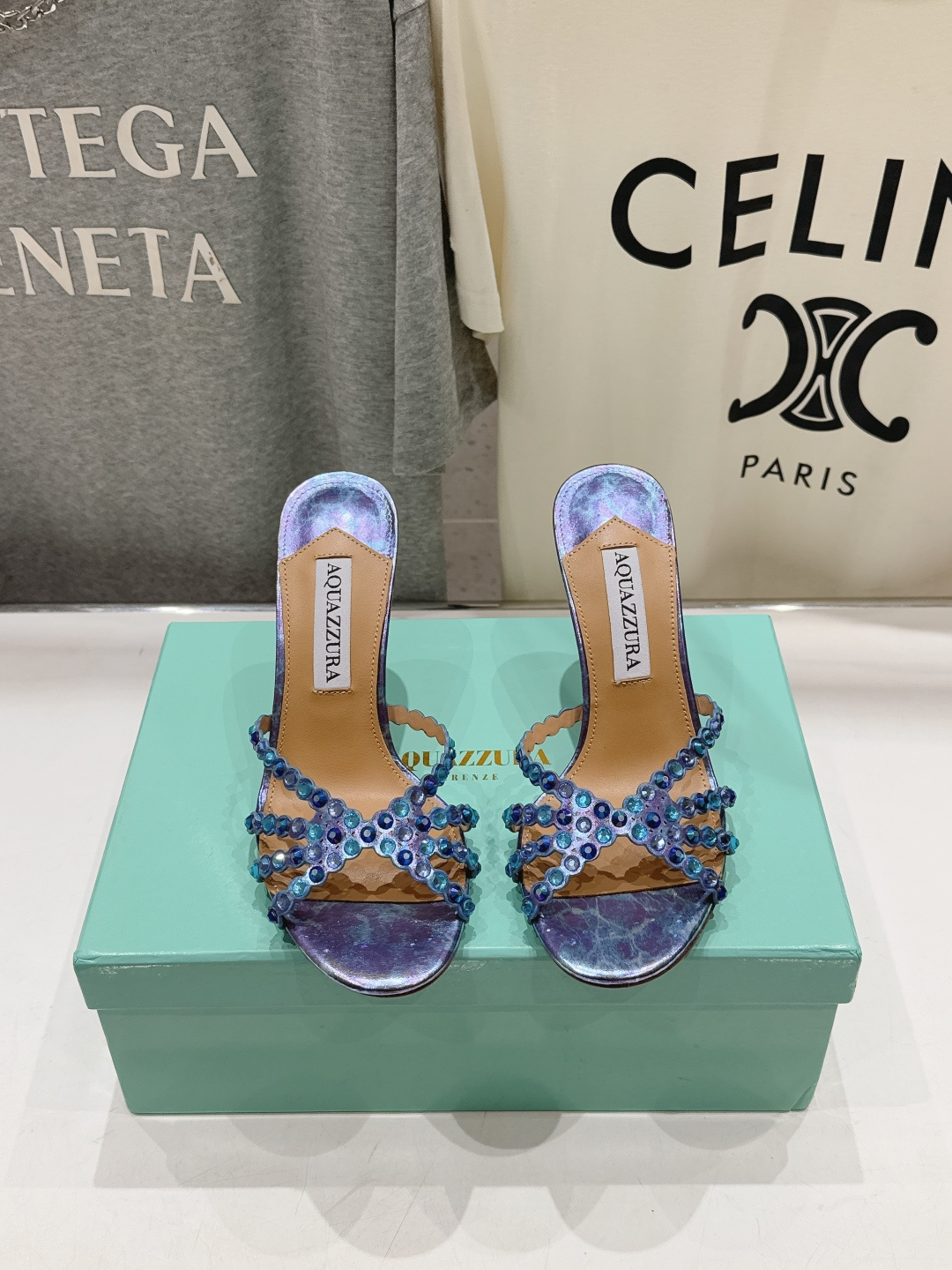 高版本出厂 拖鞋「ᴀqᴜᴀᴢᴢᴜʀᴀ」AQUAZZURA/菠萝F072 2026ss夏季新款水钻高跟拖鞋