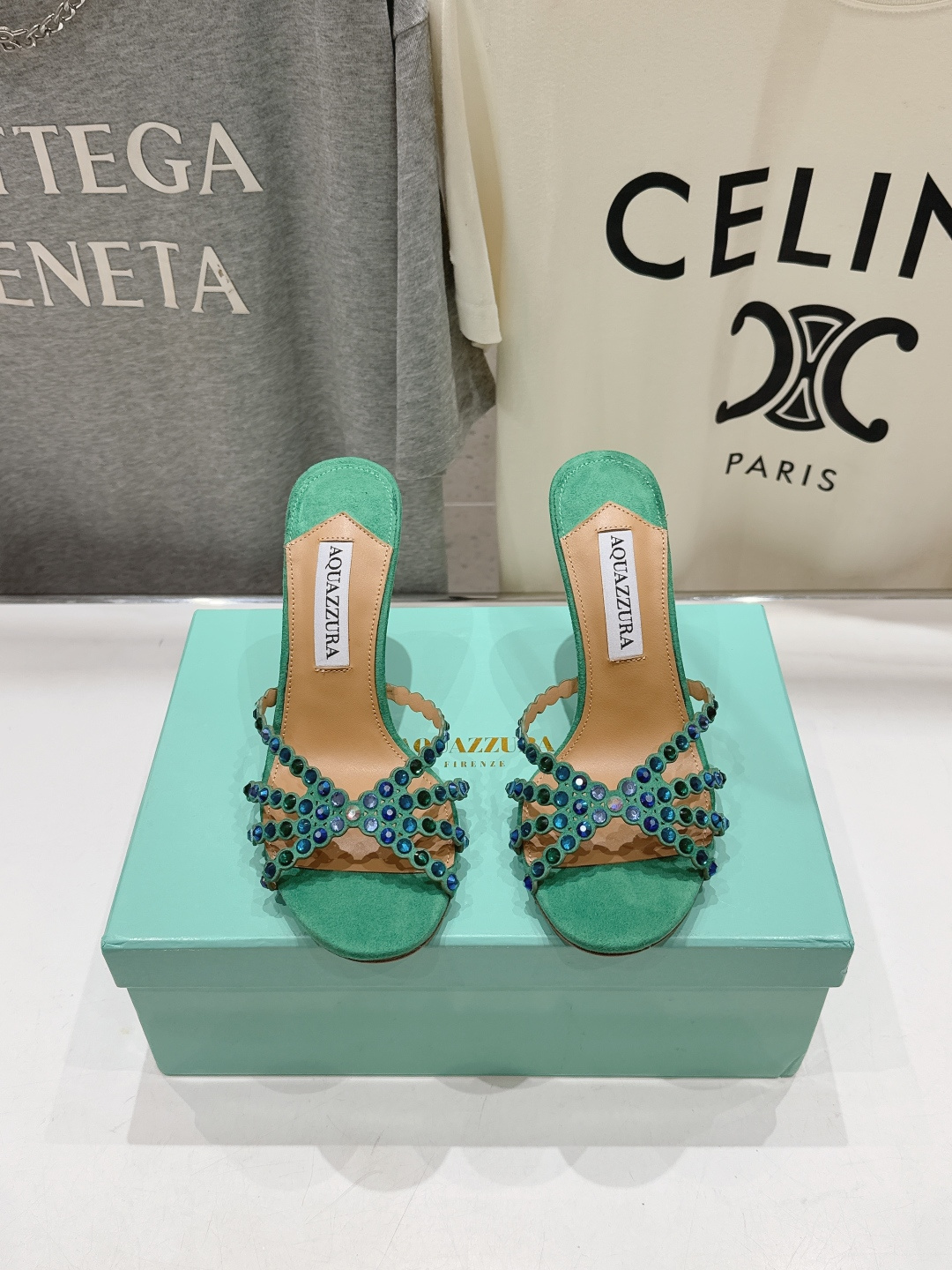 高版本出厂 拖鞋「ᴀqᴜᴀᴢᴢᴜʀᴀ」AQUAZZURA/菠萝F072 2026ss夏季新款水钻高跟拖鞋