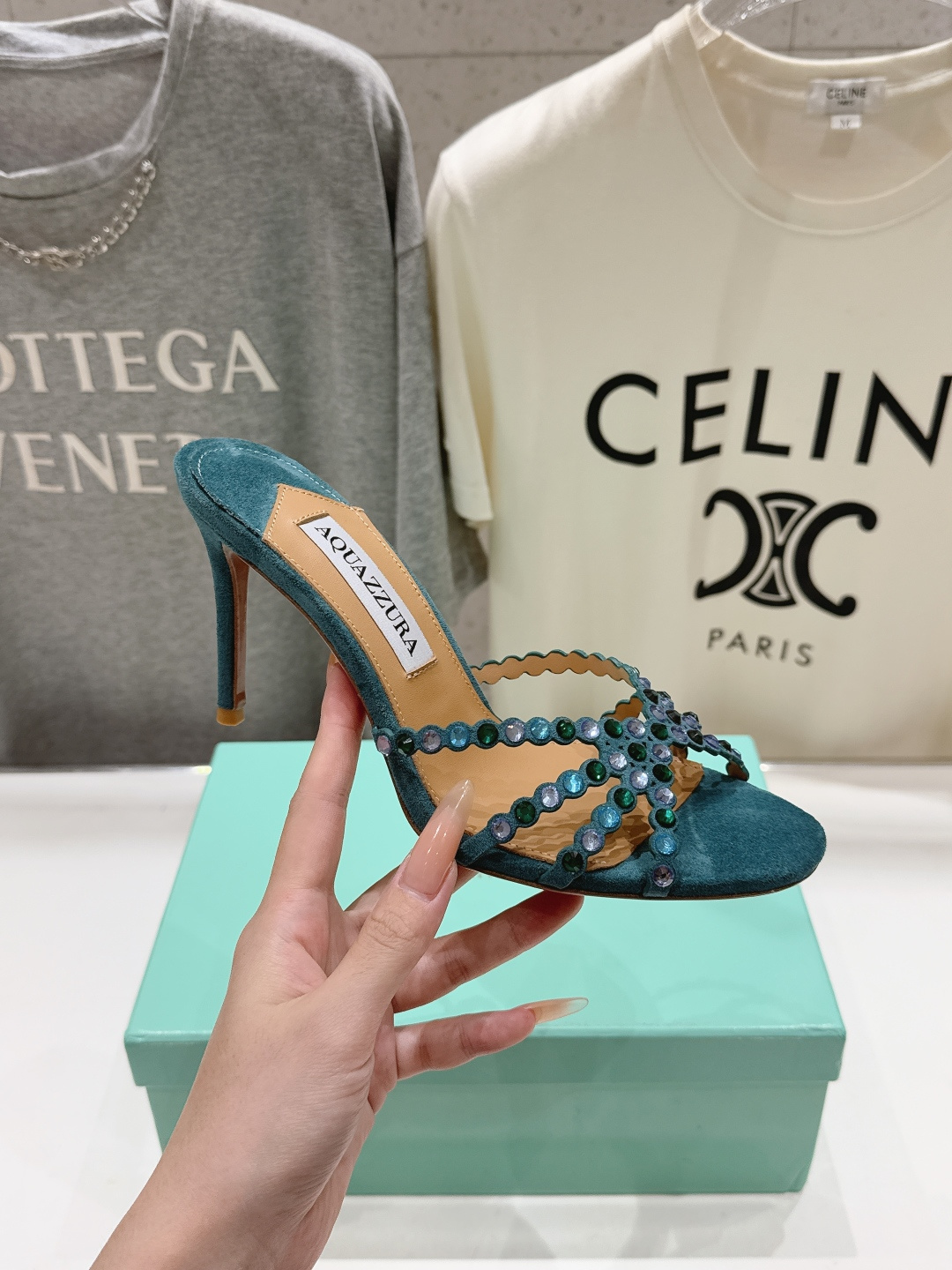 高版本出厂 拖鞋「ᴀqᴜᴀᴢᴢᴜʀᴀ」AQUAZZURA/菠萝F072 2026ss夏季新款水钻高跟拖鞋