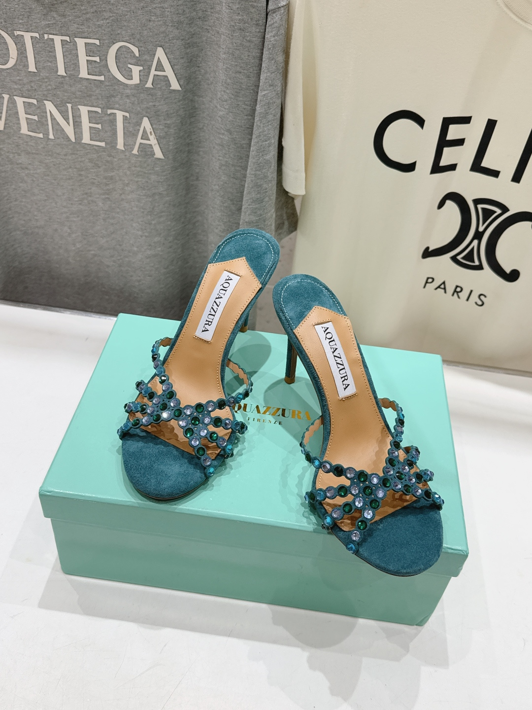 高版本出厂 拖鞋「ᴀqᴜᴀᴢᴢᴜʀᴀ」AQUAZZURA/菠萝F072 2026ss夏季新款水钻高跟拖鞋
