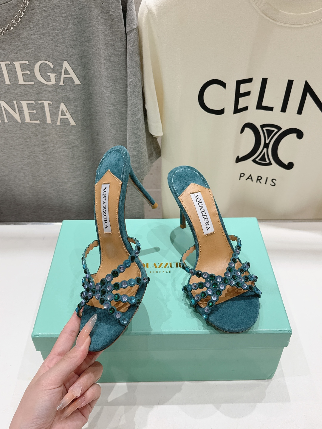 高版本出厂 拖鞋「ᴀqᴜᴀᴢᴢᴜʀᴀ」AQUAZZURA/菠萝F072 2026ss夏季新款水钻高跟拖鞋