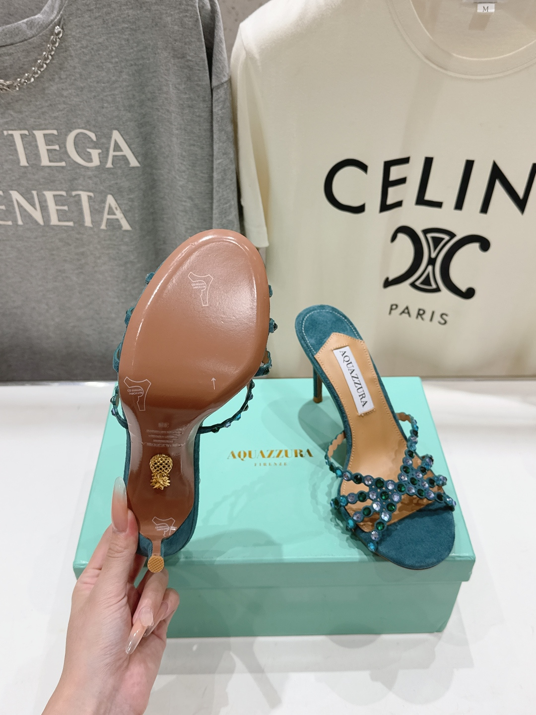 高版本出厂 拖鞋「ᴀqᴜᴀᴢᴢᴜʀᴀ」AQUAZZURA/菠萝F072 2026ss夏季新款水钻高跟拖鞋