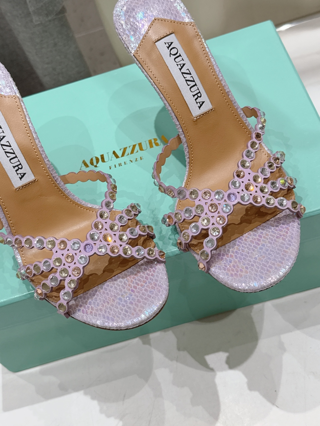 高版本出厂 拖鞋「ᴀqᴜᴀᴢᴢᴜʀᴀ」AQUAZZURA/菠萝F072 2026ss夏季新款水钻高跟拖鞋