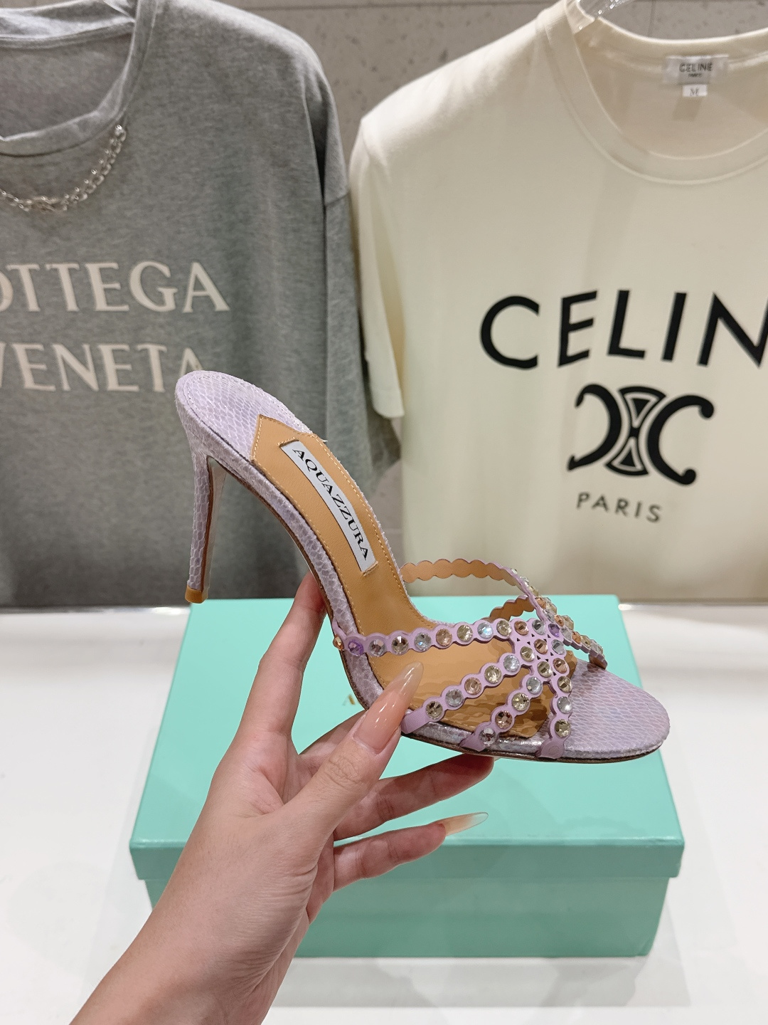 高版本出厂 拖鞋「ᴀqᴜᴀᴢᴢᴜʀᴀ」AQUAZZURA/菠萝F072 2026ss夏季新款水钻高跟拖鞋