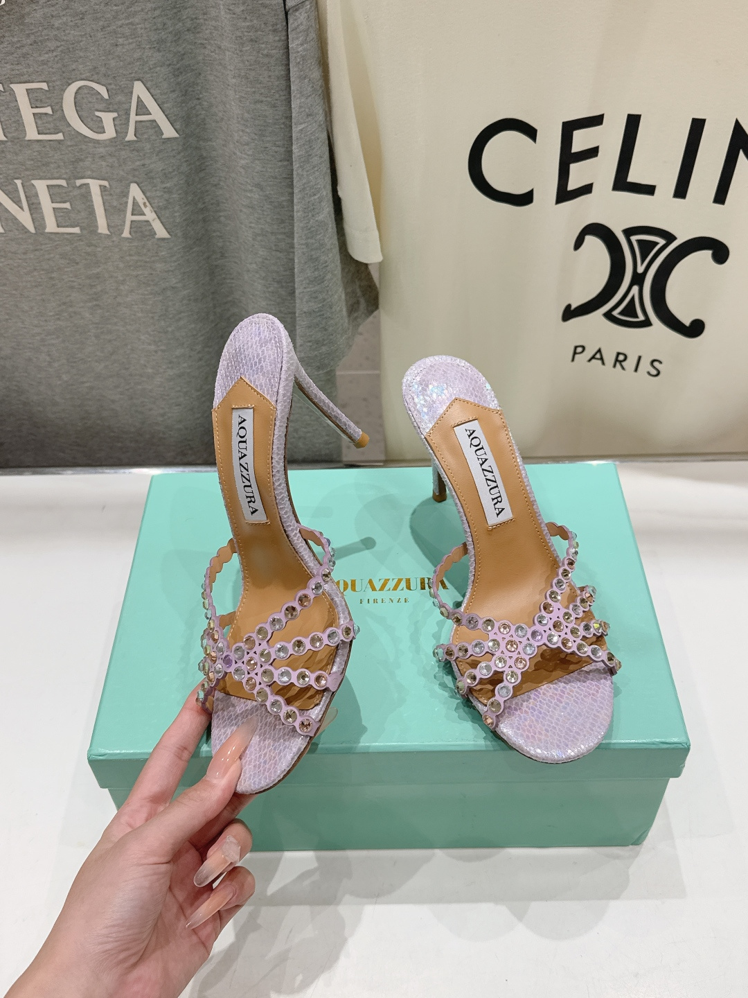 高版本出厂 拖鞋「ᴀqᴜᴀᴢᴢᴜʀᴀ」AQUAZZURA/菠萝F072 2026ss夏季新款水钻高跟拖鞋