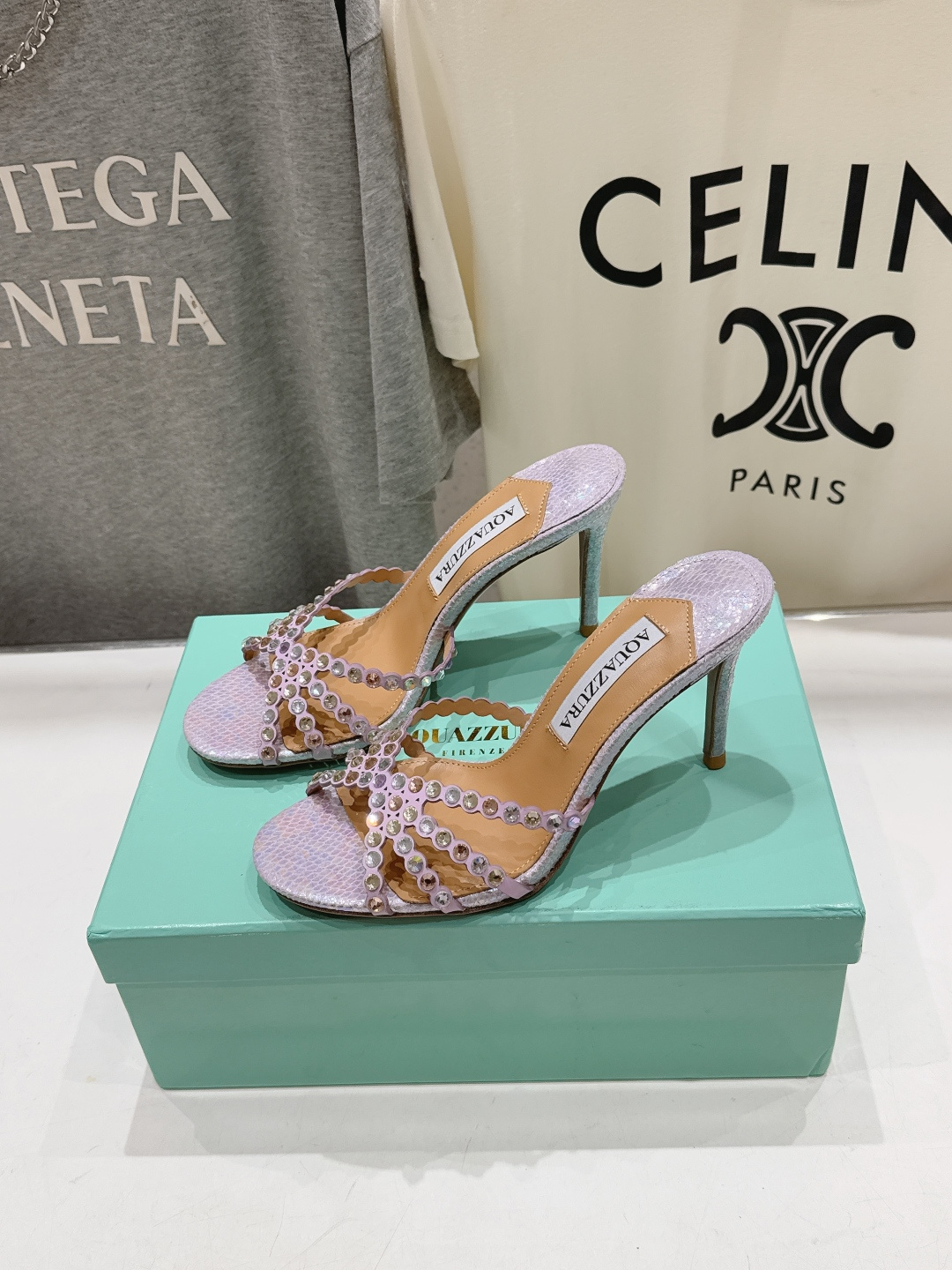 高版本出厂 拖鞋「ᴀqᴜᴀᴢᴢᴜʀᴀ」AQUAZZURA/菠萝F072 2026ss夏季新款水钻高跟拖鞋