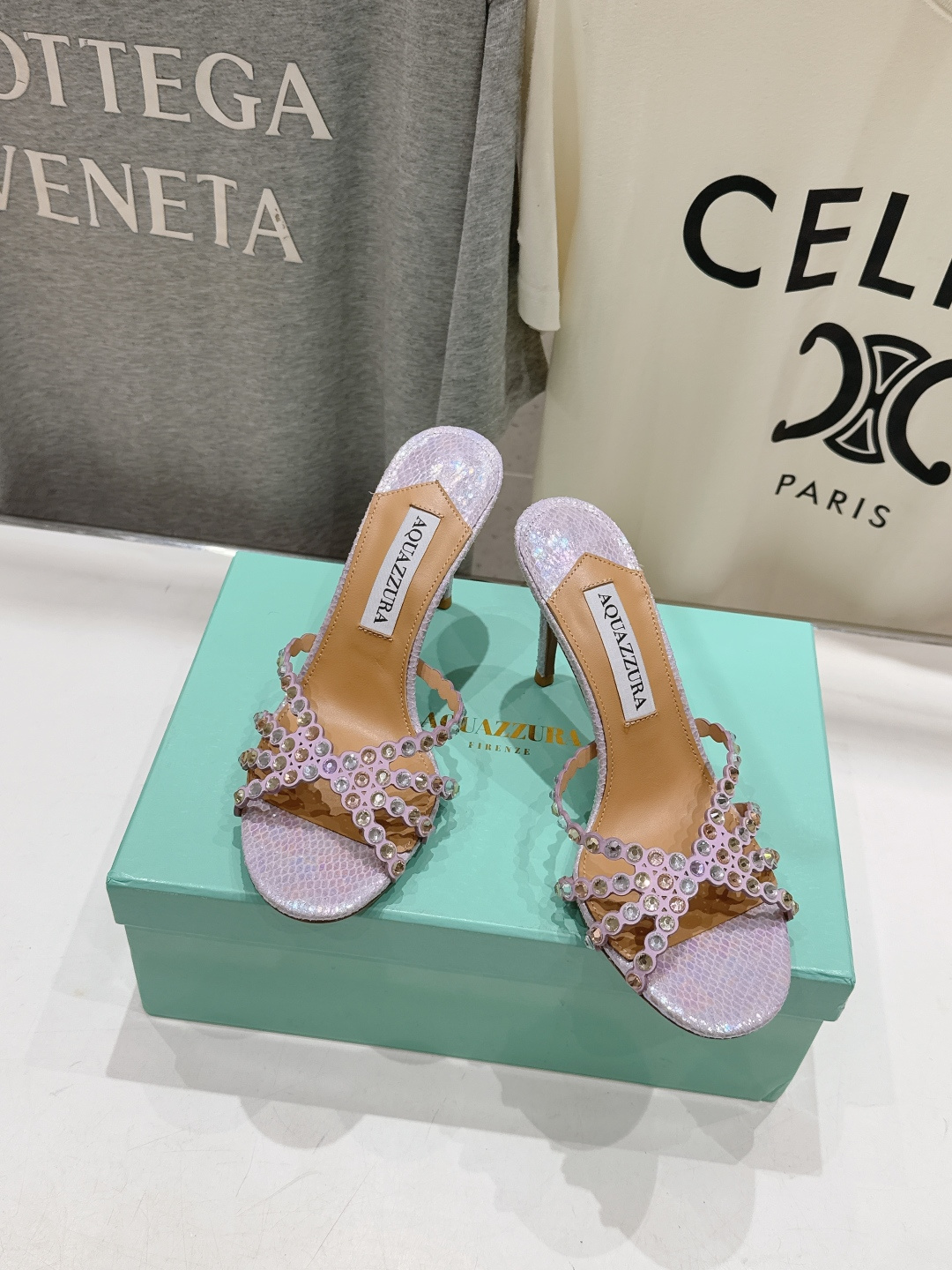 高版本出厂 拖鞋「ᴀqᴜᴀᴢᴢᴜʀᴀ」AQUAZZURA/菠萝F072 2026ss夏季新款水钻高跟拖鞋