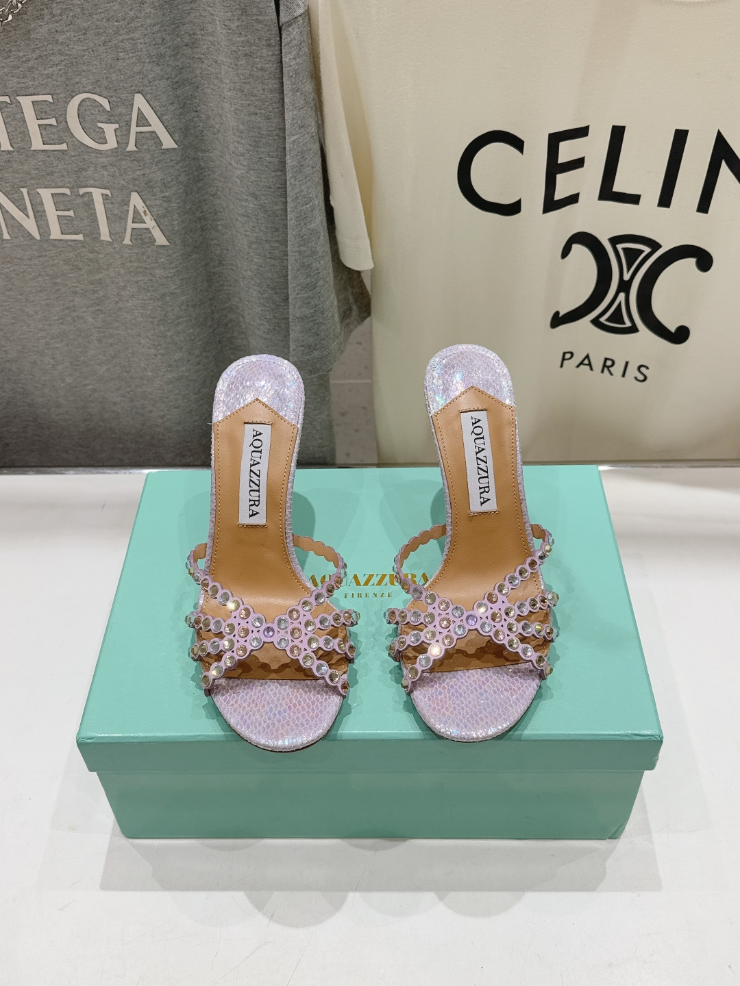 高版本出厂 拖鞋「ᴀqᴜᴀᴢᴢᴜʀᴀ」AQUAZZURA/菠萝F072 2026ss夏季新款水钻高跟拖鞋