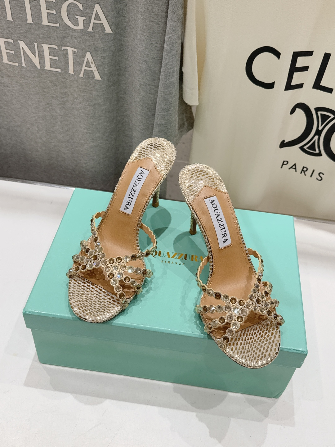 高版本出厂 拖鞋「ᴀqᴜᴀᴢᴢᴜʀᴀ」AQUAZZURA/菠萝F072 2026ss夏季新款水钻高跟拖鞋