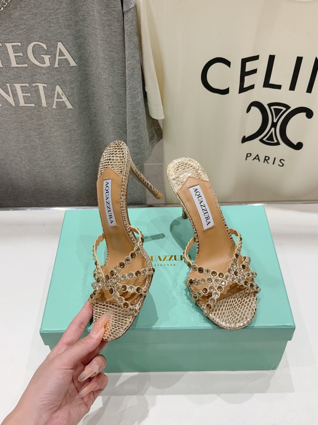 高版本出厂 拖鞋「ᴀqᴜᴀᴢᴢᴜʀᴀ」AQUAZZURA/菠萝F072 2026ss夏季新款水钻高跟拖鞋