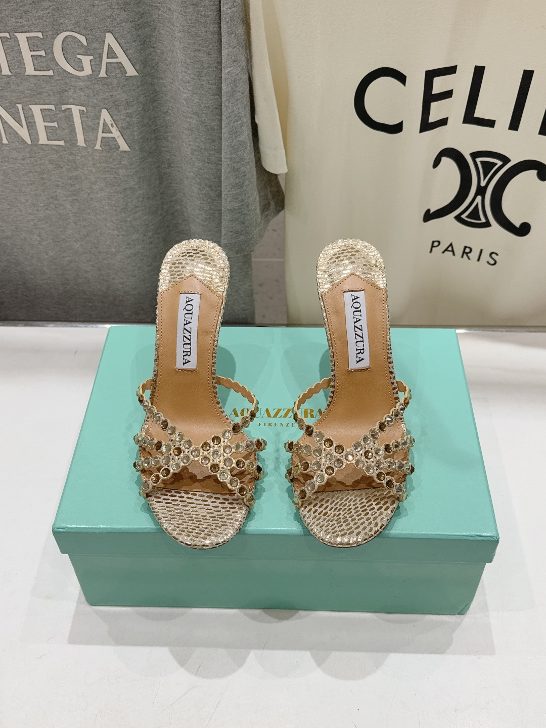 高版本出厂 拖鞋「ᴀqᴜᴀᴢᴢᴜʀᴀ」AQUAZZURA/菠萝F072 2026ss夏季新款水钻高跟拖鞋