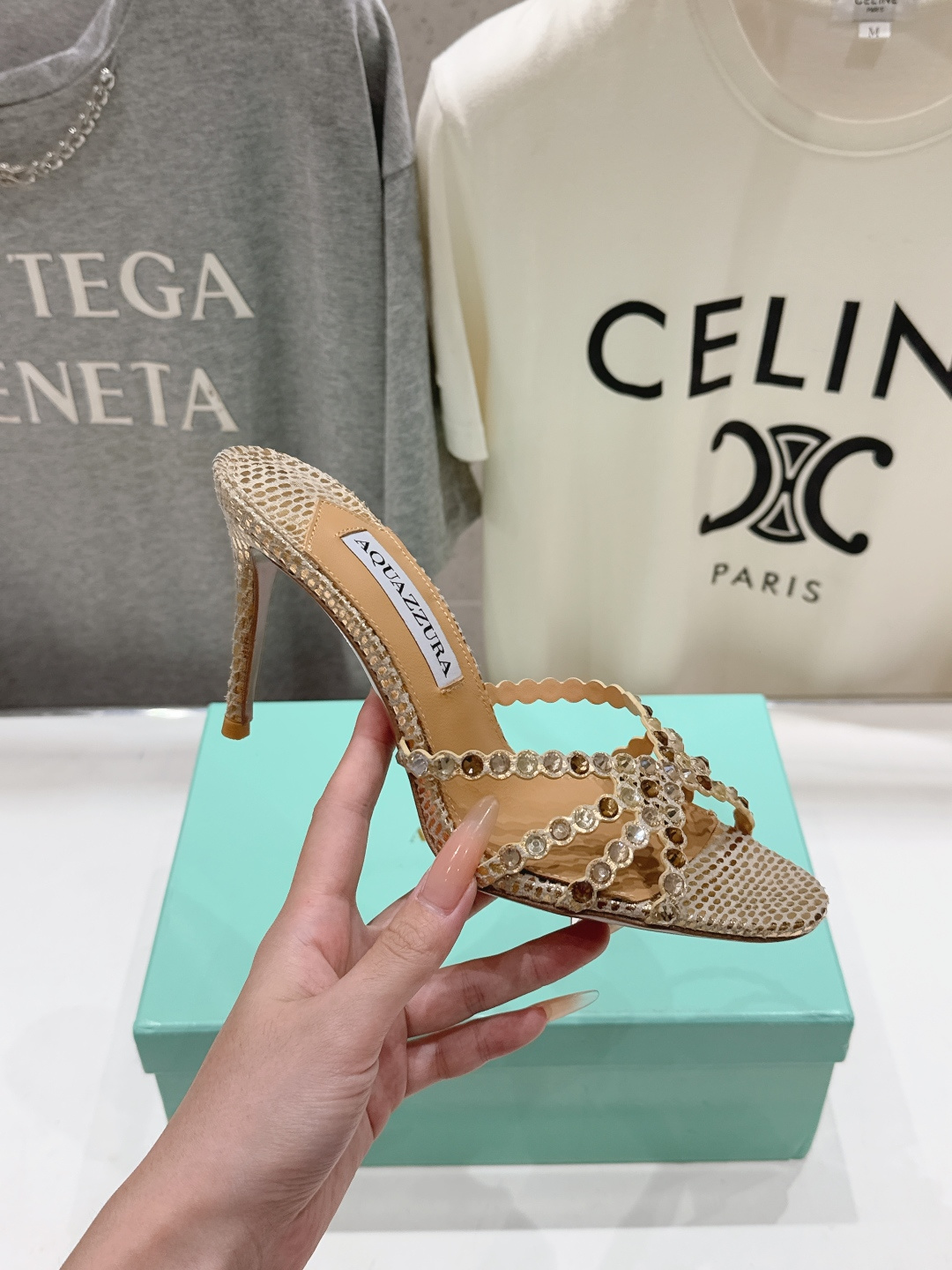 高版本出厂 拖鞋「ᴀqᴜᴀᴢᴢᴜʀᴀ」AQUAZZURA/菠萝F072 2026ss夏季新款水钻高跟拖鞋