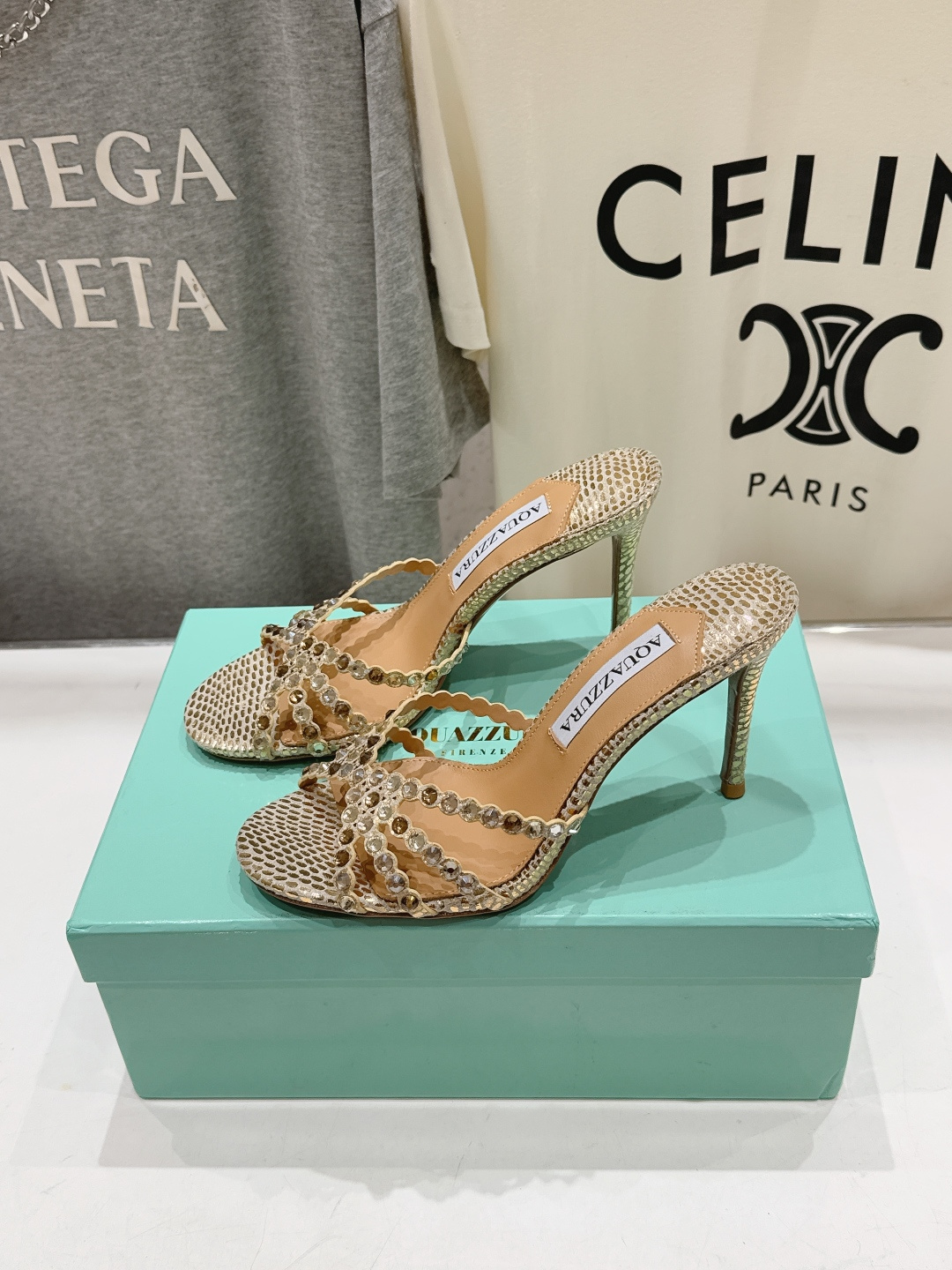 高版本出厂 拖鞋「ᴀqᴜᴀᴢᴢᴜʀᴀ」AQUAZZURA/菠萝F072 2026ss夏季新款水钻高跟拖鞋