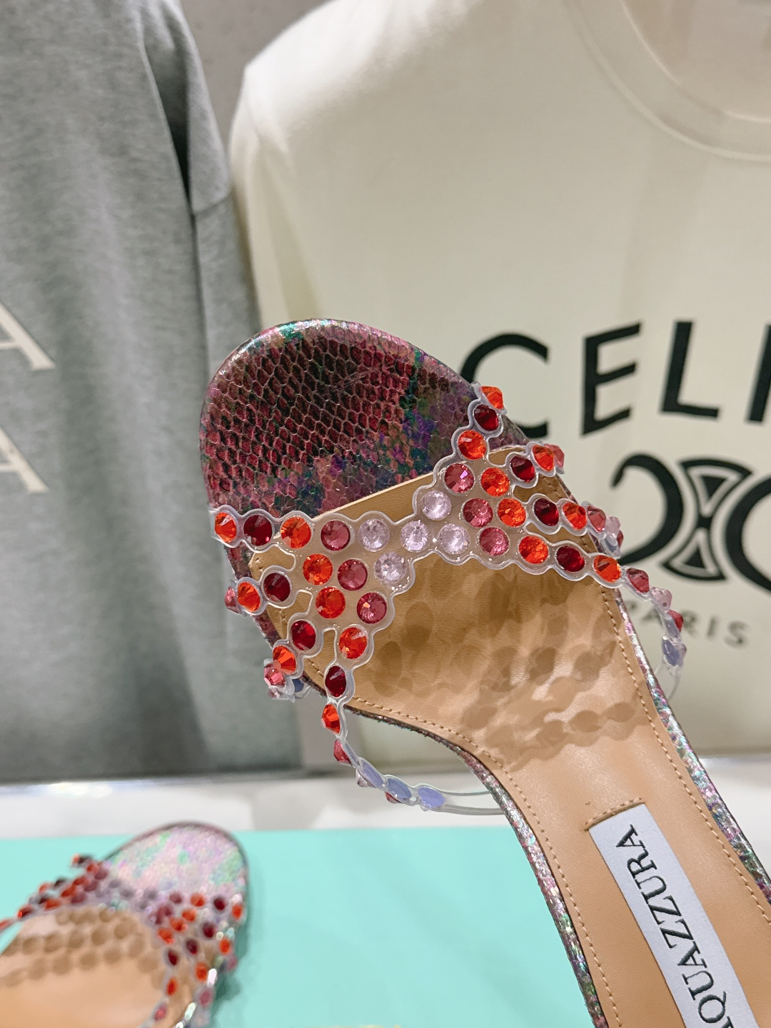 高版本出厂 拖鞋「ᴀqᴜᴀᴢᴢᴜʀᴀ」AQUAZZURA/菠萝F072 2026ss夏季新款水钻高跟拖鞋