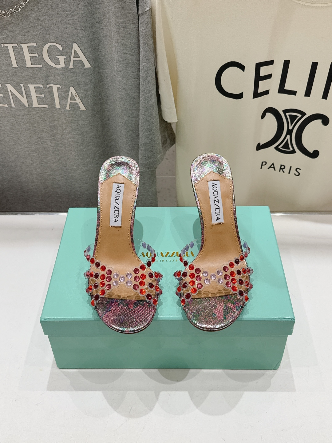 高版本出厂 拖鞋「ᴀqᴜᴀᴢᴢᴜʀᴀ」AQUAZZURA/菠萝F072 2026ss夏季新款水钻高跟拖鞋