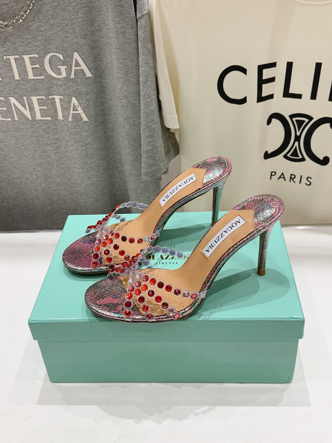 高版本出厂 拖鞋「ᴀqᴜᴀᴢᴢᴜʀᴀ」AQUAZZURA/菠萝F072 2026ss夏季新款水钻高跟拖鞋