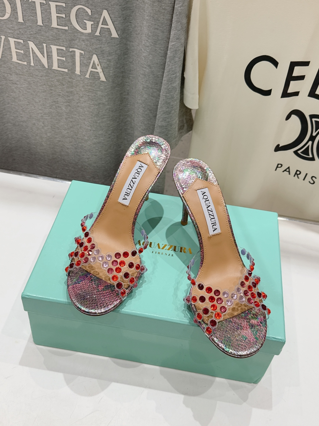 高版本出厂 拖鞋「ᴀqᴜᴀᴢᴢᴜʀᴀ」AQUAZZURA/菠萝F072 2026ss夏季新款水钻高跟拖鞋