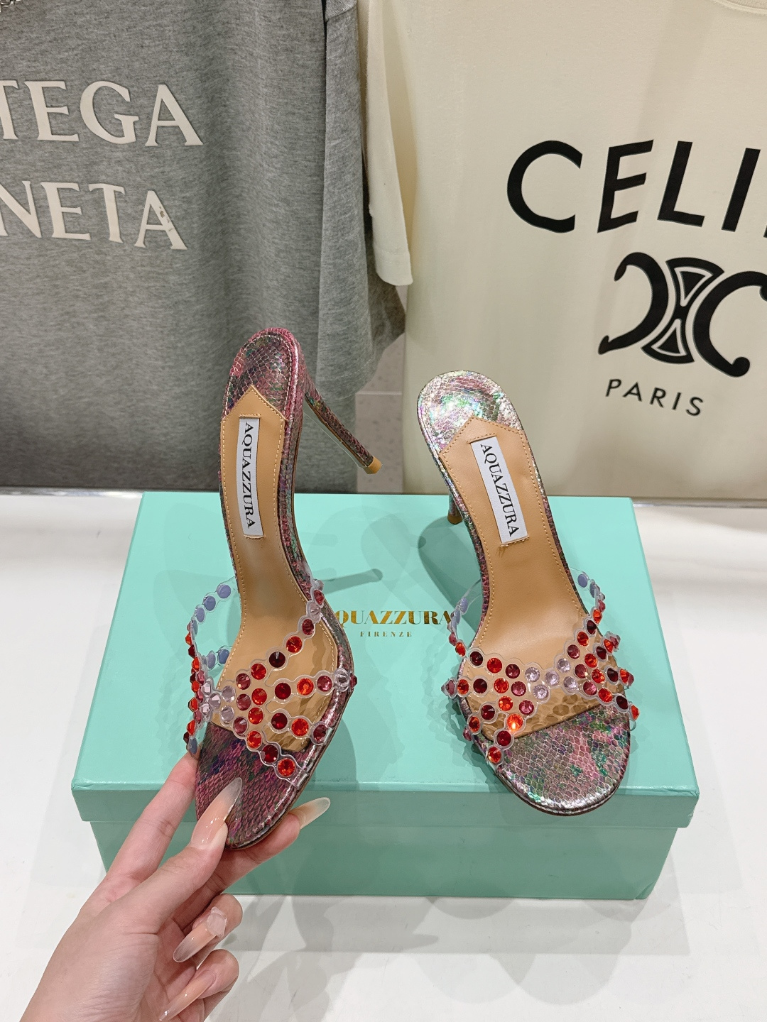 高版本出厂 拖鞋「ᴀqᴜᴀᴢᴢᴜʀᴀ」AQUAZZURA/菠萝F072 2026ss夏季新款水钻高跟拖鞋