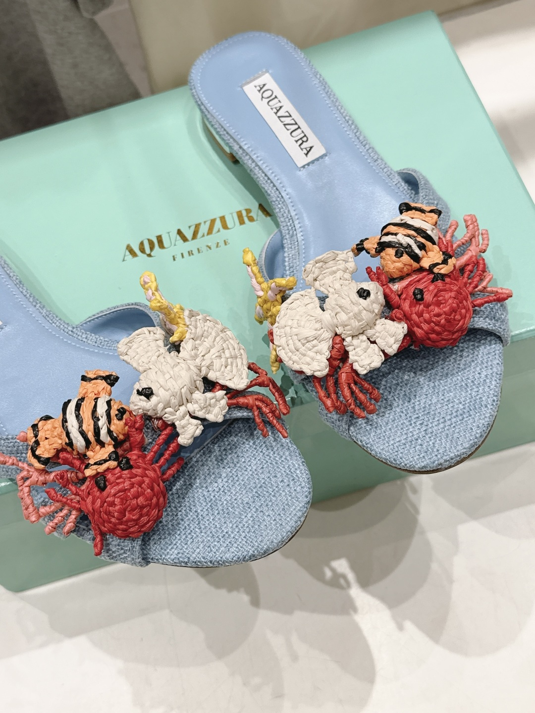 高版本出厂  「ᴀqᴜᴀᴢᴢᴜʀᴀ」AQUAZZURA/菠萝F072 2026ss夏季新款编织平底拖鞋 ________