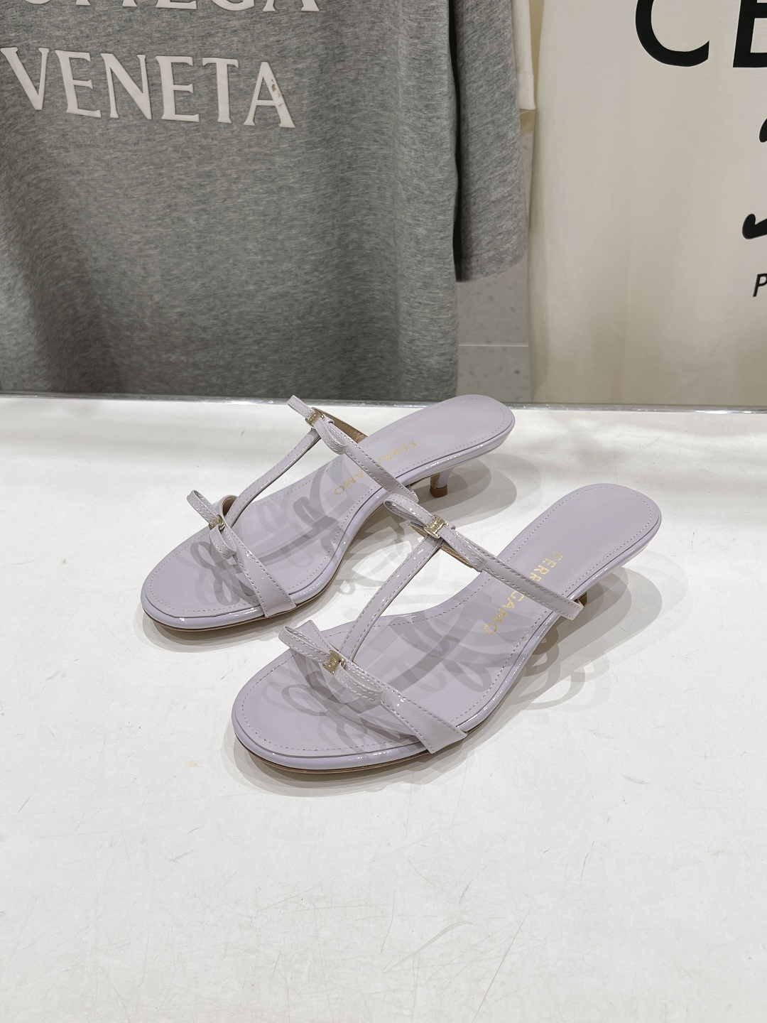 高版本出厂   FERRAGAMO/菲拉格慕F065  26ss夏季新款简约风高跟拖鞋 菲拉格慕今期高频曝光的高跟拖鞋！