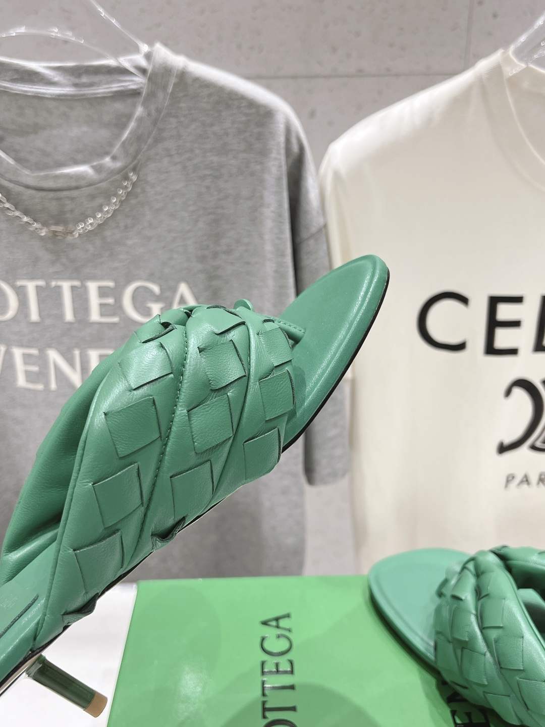 高版本出厂  Bottega Veneta/BV F065 2026ss夏季新款Parco Mule女士编织高跟夹脚拖鞋