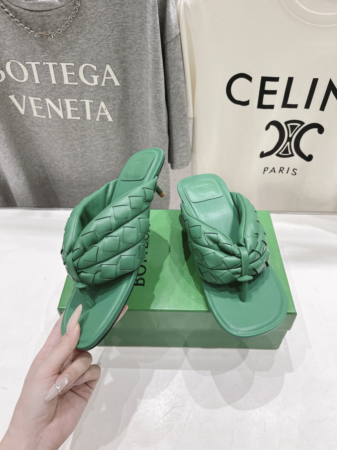 高版本出厂  Bottega Veneta/BV F065 2026ss夏季新款Parco Mule女士编织高跟夹脚拖鞋