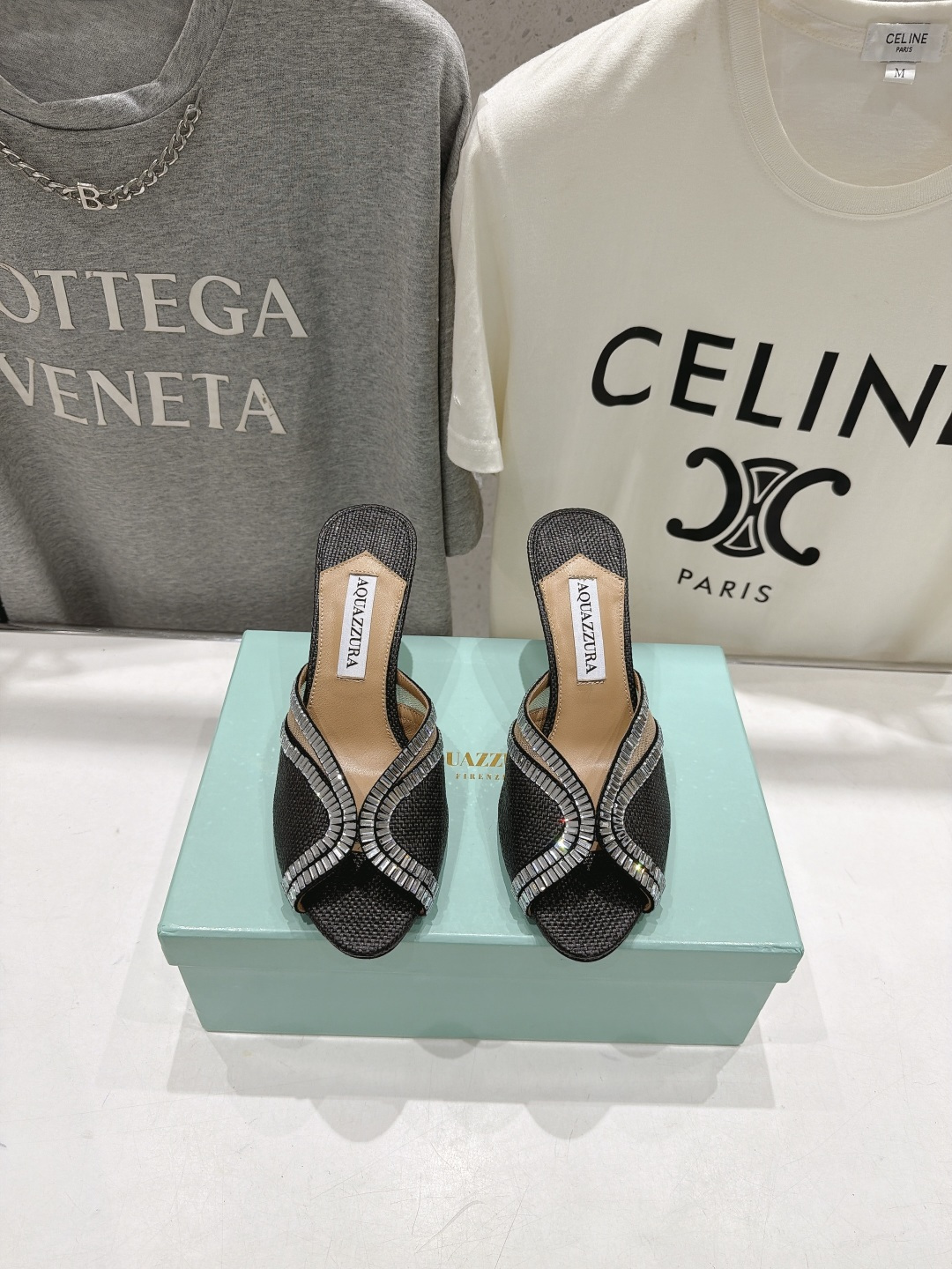 高版本出厂  「ᴀqᴜᴀᴢᴢᴜʀᴀ」AQUAZZURA/菠萝F072 2026ss夏季新款编织高跟拖鞋 ________