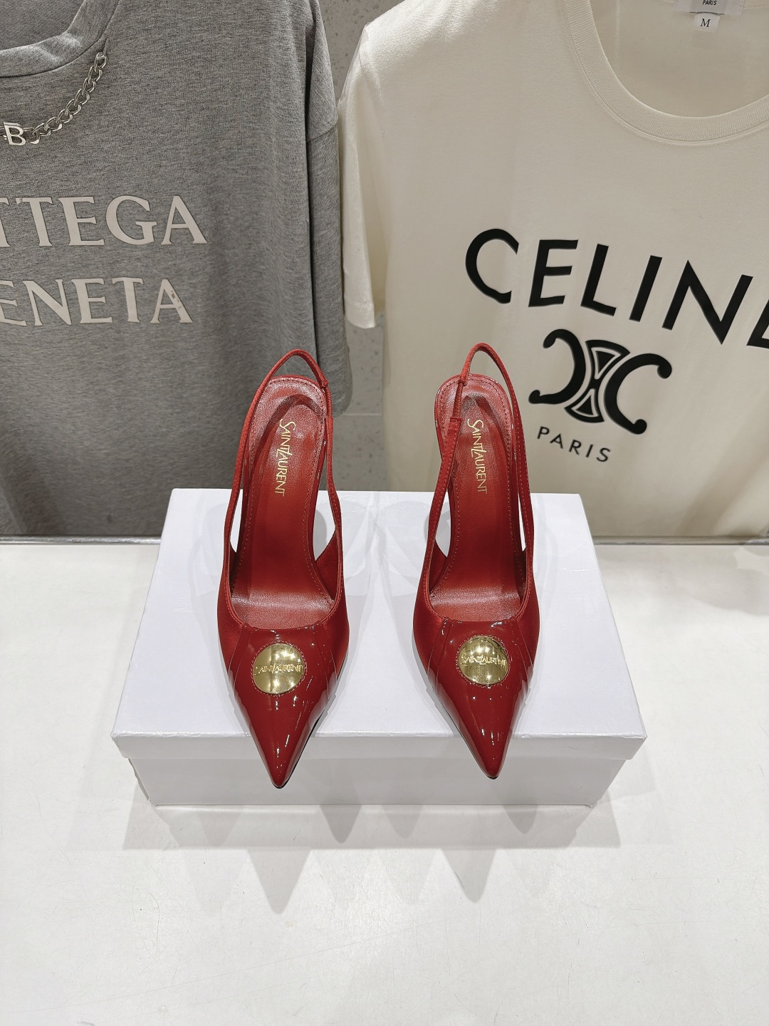 高版本出厂  「SAINT LAURENT*」圣罗兰ysl F030 2026ss全新走秀新款尖头后空高跟鞋凉鞋 唯有Y