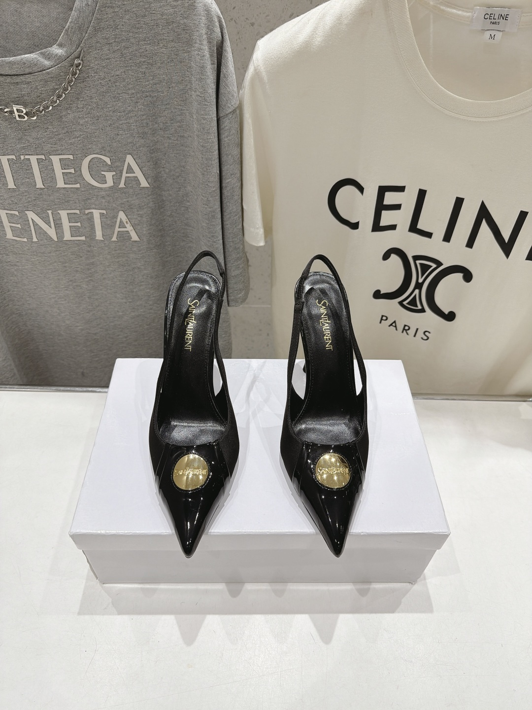 高版本出厂  「SAINT LAURENT*」圣罗兰ysl F030 2026ss全新走秀新款尖头后空高跟鞋凉鞋 唯有Y