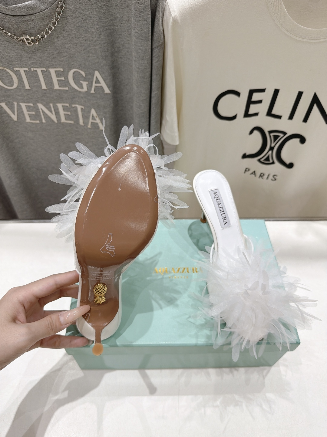 高版本出厂  「ᴀqᴜᴀᴢᴢᴜʀᴀ」AQUAZZURA/菠萝F072 2026ss夏季新款花卉高跟拖鞋 ________