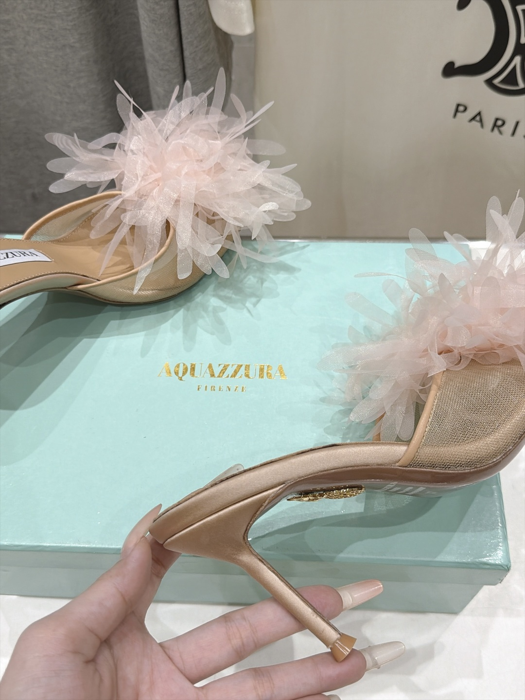 高版本出厂  「ᴀqᴜᴀᴢᴢᴜʀᴀ」AQUAZZURA/菠萝F072 2026ss夏季新款花卉高跟拖鞋 ________