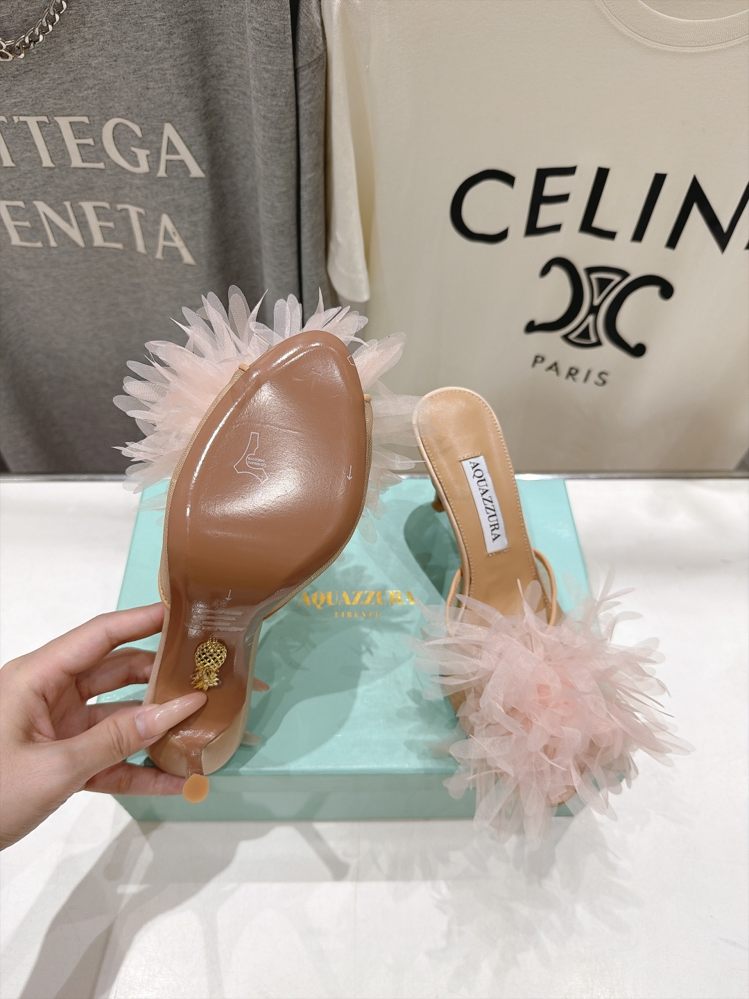 高版本出厂  「ᴀqᴜᴀᴢᴢᴜʀᴀ」AQUAZZURA/菠萝F072 2026ss夏季新款花卉高跟拖鞋 ________