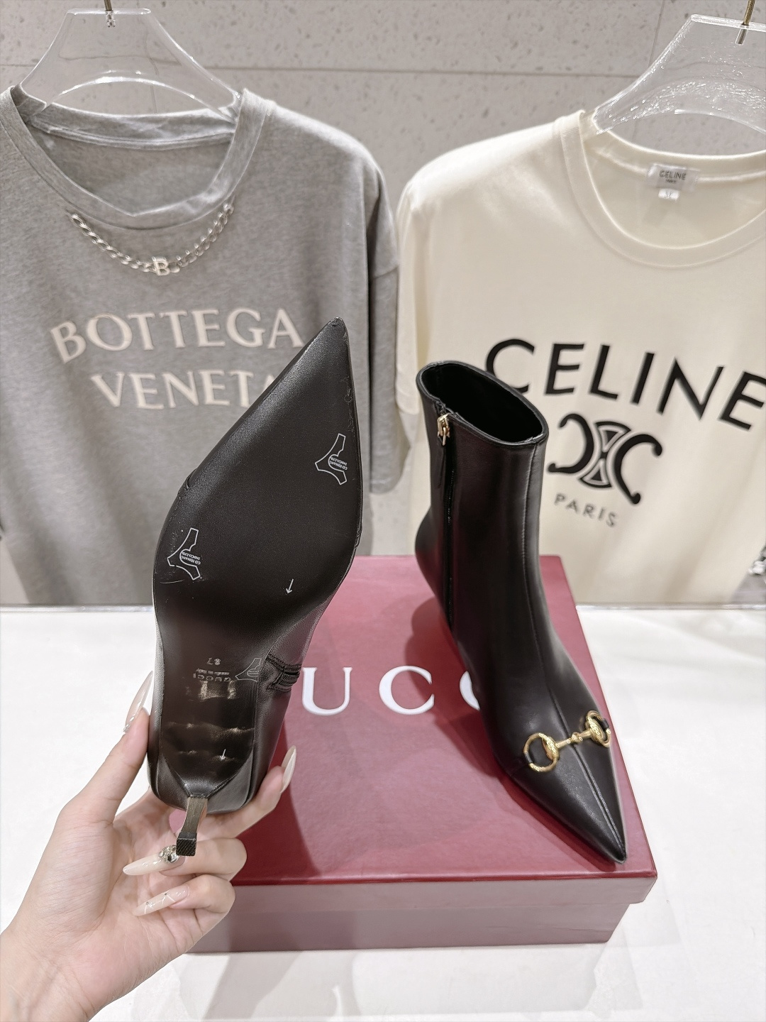 高版本出厂 Gucci古驰F045 G家26ss秋冬新款Bombshell系列尖头高跟短靴 复古轻奢王牌款 古驰尖头瘦瘦