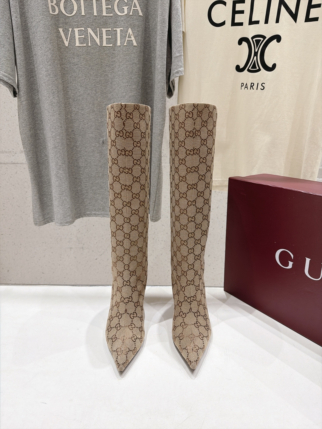 高版本出厂 Gucci古驰F045 G家26ss秋冬新款Bombshell系列尖头高跟长靴 复古轻奢王牌款 古驰尖头瘦瘦