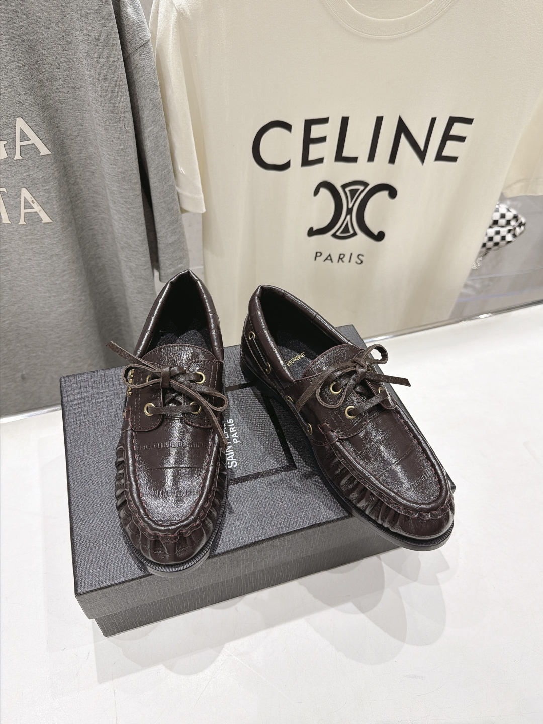 高版本出厂 男码+20    SAINT LAURENT/圣罗兰YSL 26ss爆款平底鞋情侣款玛丽珍小皮鞋休闲乐福鞋，