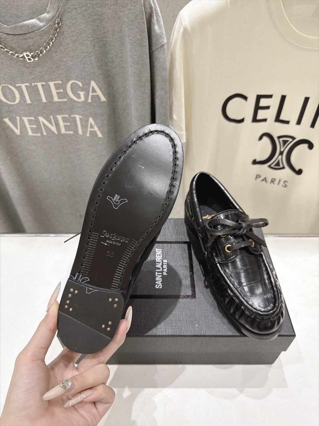 高版本出厂 男码+20    SAINT LAURENT/圣罗兰YSL 26ss爆款平底鞋情侣款玛丽珍小皮鞋休闲乐福鞋，