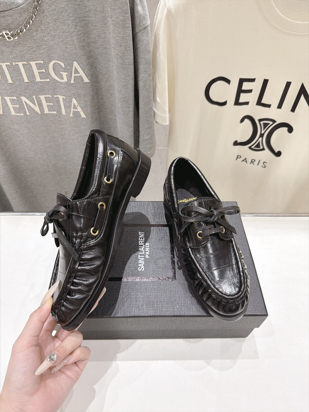 高版本出厂 男码+20    SAINT LAURENT/圣罗兰YSL 26ss爆款平底鞋情侣款玛丽珍小皮鞋休闲乐福鞋，