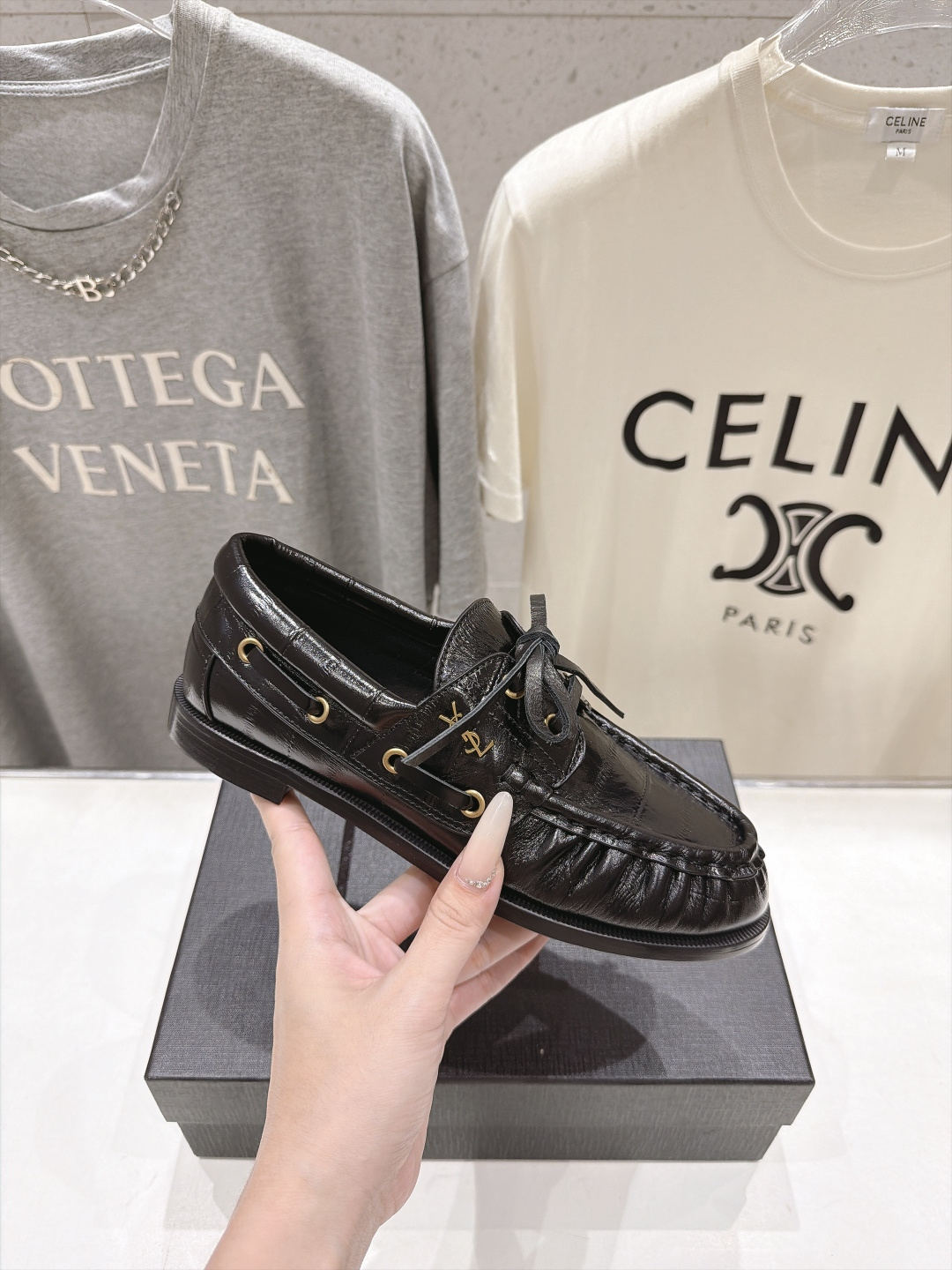 高版本出厂 男码+20    SAINT LAURENT/圣罗兰YSL 26ss爆款平底鞋情侣款玛丽珍小皮鞋休闲乐福鞋，