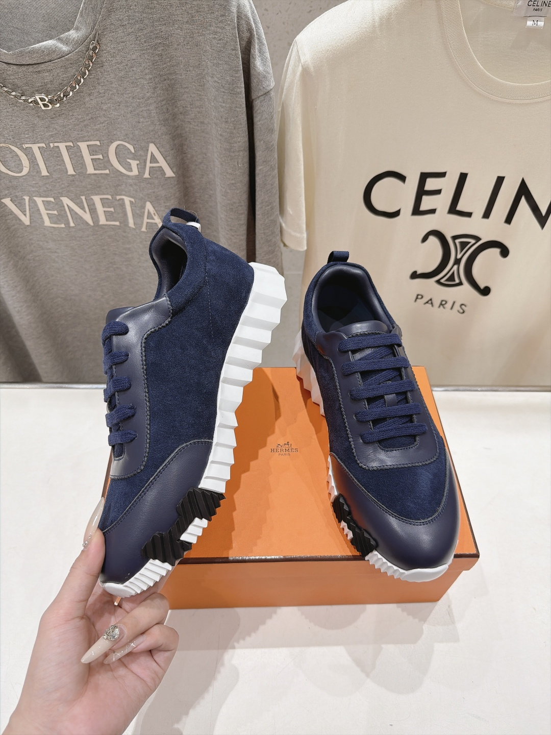 高版本出厂 男码+10 情侣款    Hermes/爱马仕F056 H家26ss新款情侣运动休闲鞋跑步鞋 经典运动风格+