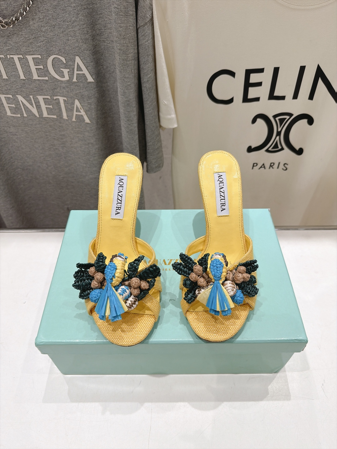 高版本出厂  「ᴀqᴜᴀᴢᴢᴜʀᴀ」AQUAZZURA/菠萝F072 2026ss新款海洋风编织配饰高跟鞋拖鞋 ____