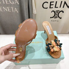 高版本出厂 「ᴀqᴜᴀᴢᴢᴜʀᴀ」AQUAZZURA/菠萝F072 2026ss新款海洋风编织配饰高跟鞋拖鞋 ____ 高版本出厂 「ᴀqᴜᴀᴢᴢᴜʀᴀ」AQUAZZURA/菠萝F072 2026ss新款海洋风编织配饰高跟鞋拖鞋 ____