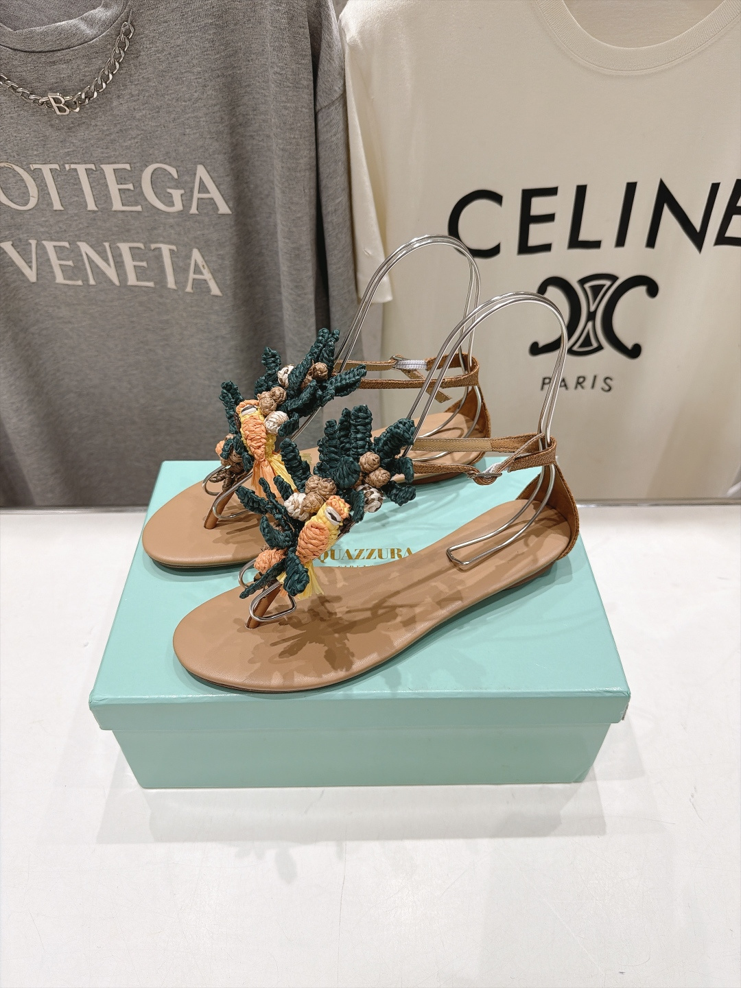 高版本出厂  「ᴀqᴜᴀᴢᴢᴜʀᴀ」AQUAZZURA/菠萝F072 2026ss新款海洋风编织配饰平底凉鞋 _____