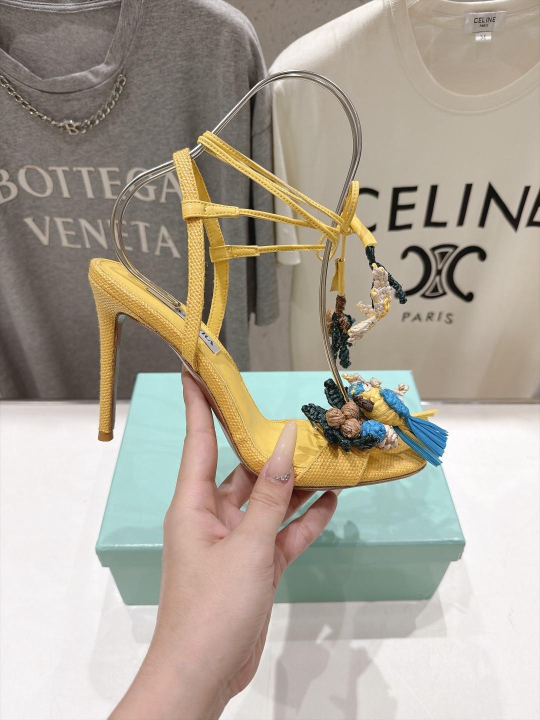 高版本出厂  「ᴀqᴜᴀᴢᴢᴜʀᴀ」AQUAZZURA/菠萝F072 2026ss新款海洋风编织配饰高跟鞋凉鞋 ____