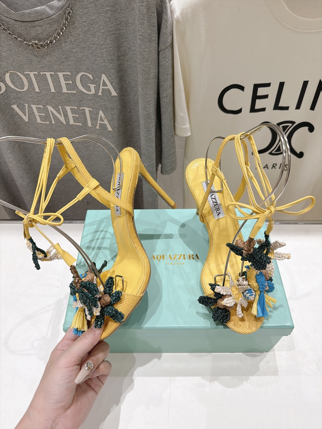 高版本出厂  「ᴀqᴜᴀᴢᴢᴜʀᴀ」AQUAZZURA/菠萝F072 2026ss新款海洋风编织配饰高跟鞋凉鞋 ____