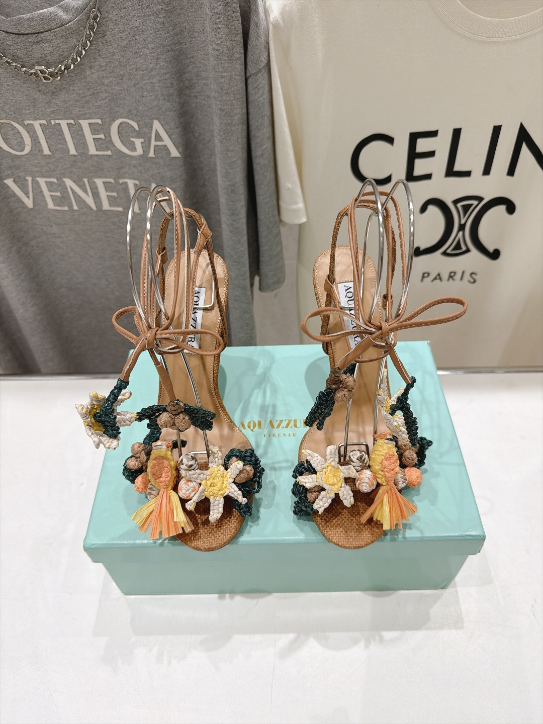 高版本出厂  「ᴀqᴜᴀᴢᴢᴜʀᴀ」AQUAZZURA/菠萝F072 2026ss新款海洋风编织配饰高跟鞋凉鞋 ____
