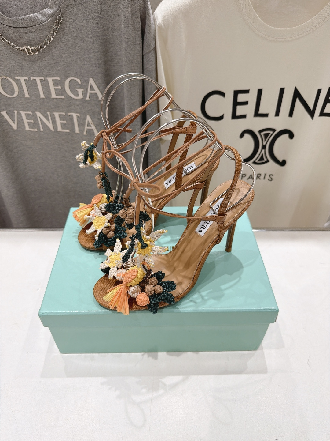 高版本出厂  「ᴀqᴜᴀᴢᴢᴜʀᴀ」AQUAZZURA/菠萝F072 2026ss新款海洋风编织配饰高跟鞋凉鞋 ____